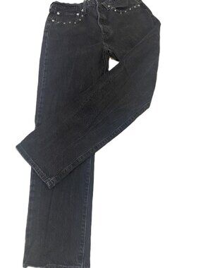 Levi's 501 90's Washed Black Rhinestone Studded  Straight Leg Jeans Edgy